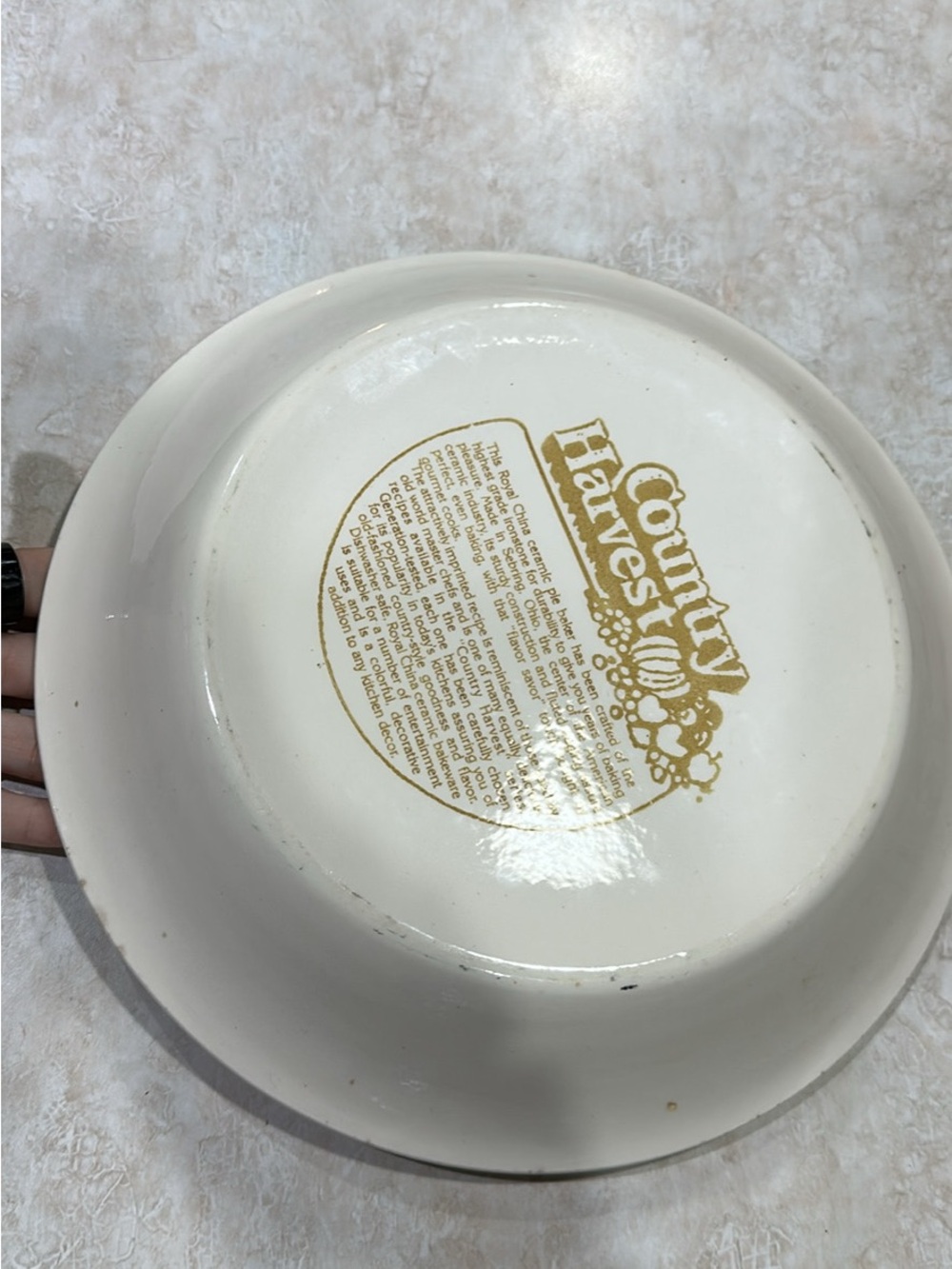 Vintage Apple Pie Deep Dish Ceramic Pie Plate with Green Apple Graphic - Picture 2 of 2